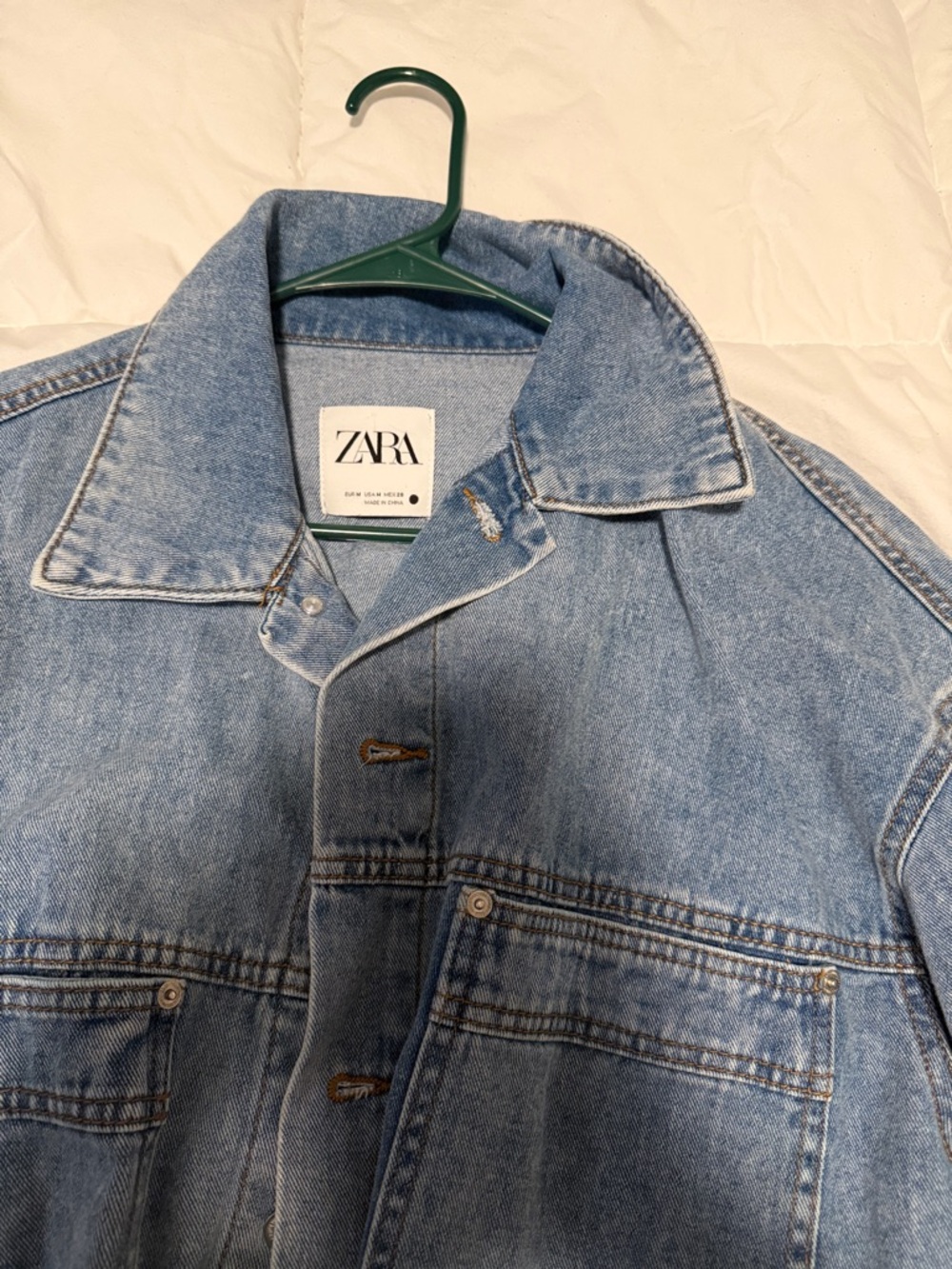 Zara Light Blue Cropped Frayed Denim Jacket - Picture 5 of 12